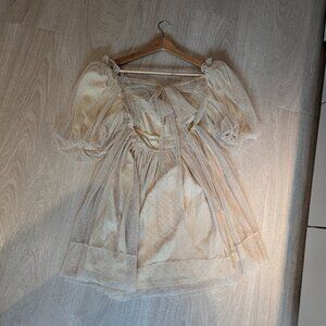 Anthropologie whimsical fairycore tulle coquette Mable BOHEMIAN DRESS TAN